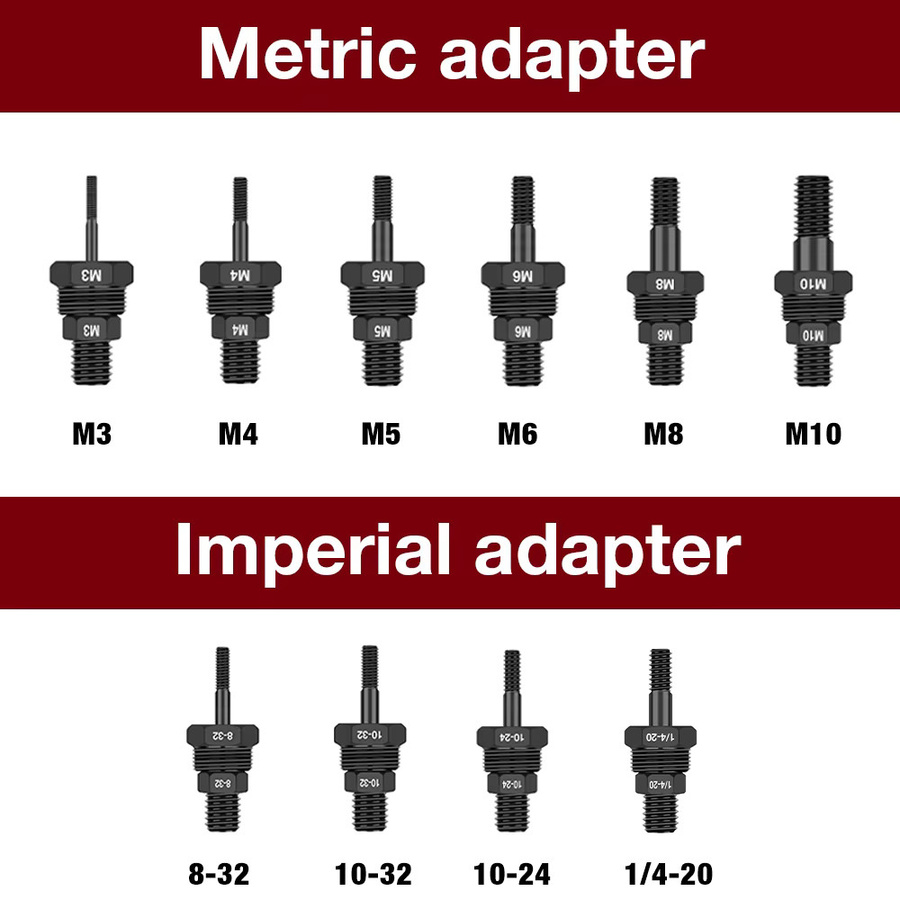 Elektrische Nietmutternpistole mit Adapter für metrische M3-M10 und Imperial Gewinde, kabelloses Nietwerkzeug in Rot - Bild 4