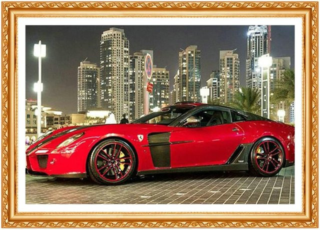FIYO 5D DIY Diamantmalerei Sports Car mit runden Steinen in Beige, B x H: 20 x 30 cm - Bild 1
