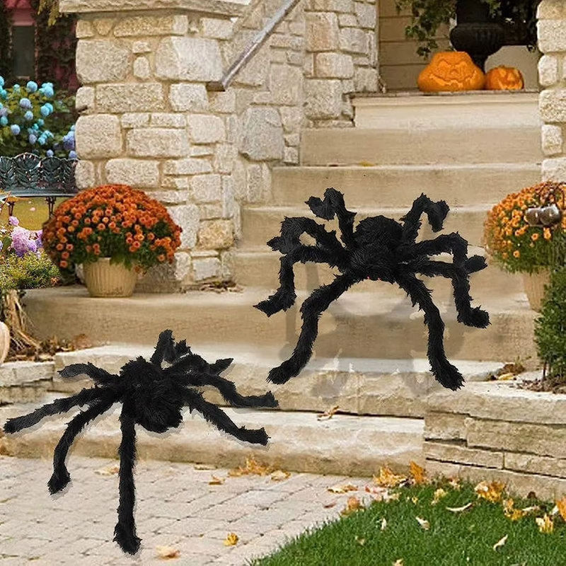 Schwarze haarige Spinne als langlebige Halloween-Dekoration und Foto-Requisite aus Textil - Bild 4