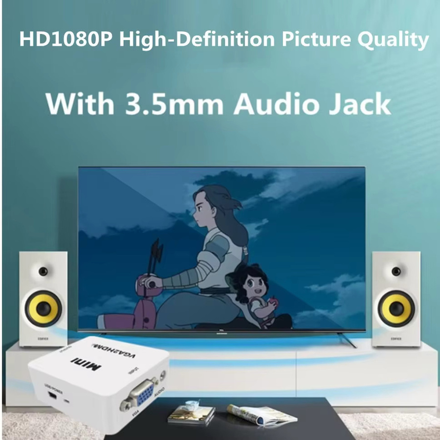 kebidumei VGA zu HDMI Konverter Adapter in Weiß für Full HD 1080P Video und Audio an PC, Laptop, HDTV und Projektor - Bild 3