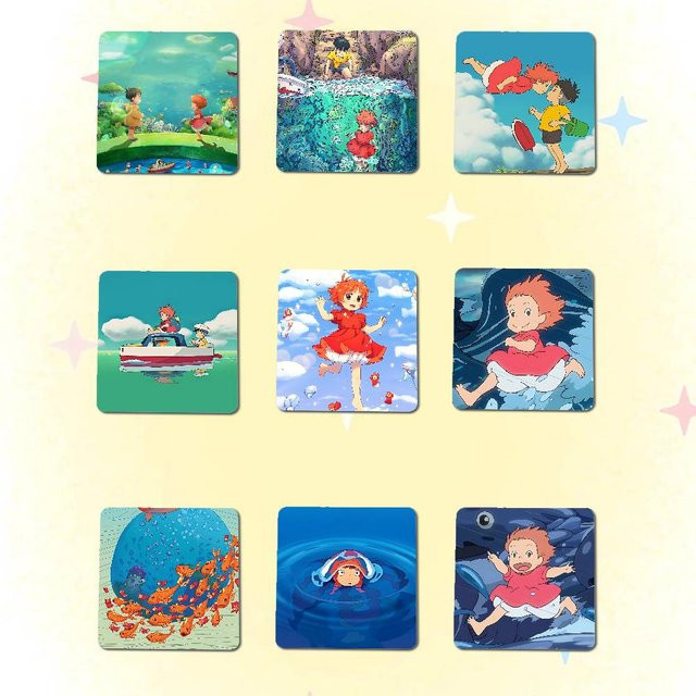 Ponyo An der Klippe Anime Kühlschrankmagnet Smeg quadratisch, Mehrfarbig, B/H: 5,5 x 5,5 cm - Bild 1