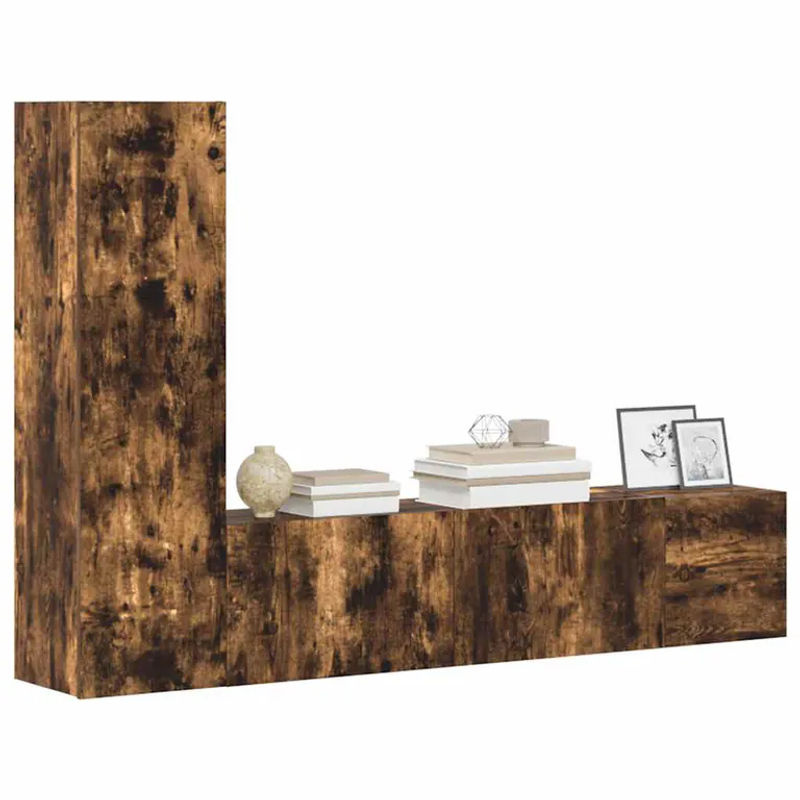 Vidaxl Set mit 3 TV-Schränken in Braun aus Holzwerkstoff im Industrial-Stil - Bild 2