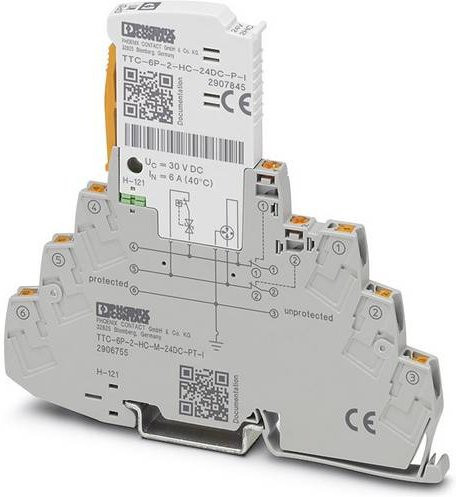Phoenix Contact Überspannungsschutz-Ableiter TTC-6P-2-HC-M-24DC-PT-I, Grau - Bild 1