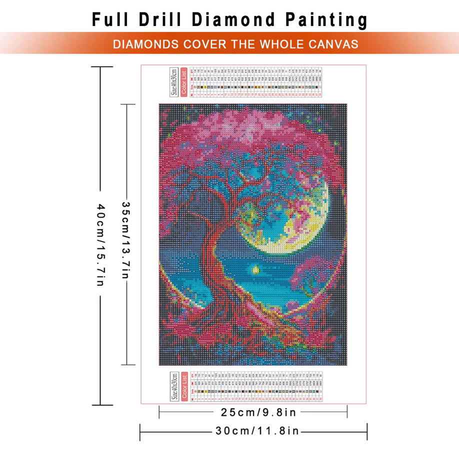 AZQSD Diamant-Malerei Mondlandschaft und Meer als 5D Kreuzstich-Set, Mehrfarbig, B/H: 30 x 40 cm - Bild 2