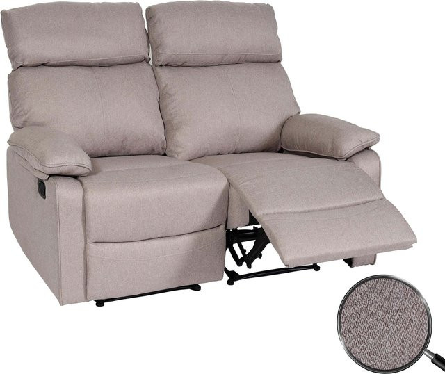 MCW 2er Kinosessel MCW-L93 Relaxsessel mit Liegefunktion und Nosagfederung in Grau-Braun aus Stoff und Textil - Bild 1