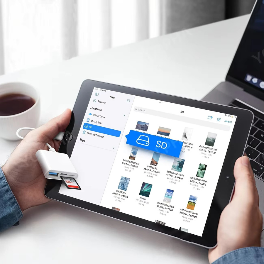 4-in-1 Typ-C Kartenleser für SD und TF Speicherkarten, Hochgeschwindigkeits USB-C Adapter für iPhone 16, 15 und Huawei, Farbe: Weiß - Bild 3