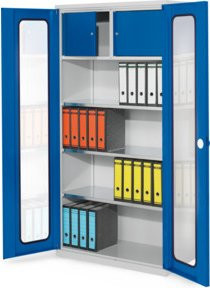 Kappes Systemschrank Serie 500 mit Sichtfenstertüren und Privatfach in Grau, B/T/H: 100 x 50 x 195 cm - Bild 1
