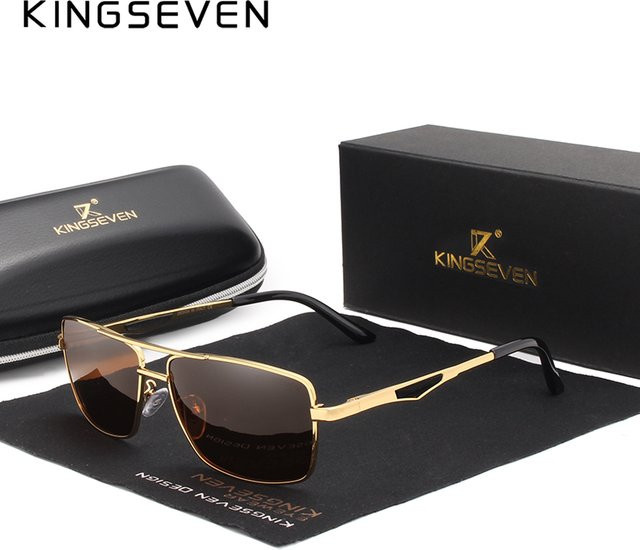 Kingseven Sonnenbrille, quadratisch, Metall, polarisiert, Herren - Bild 1
