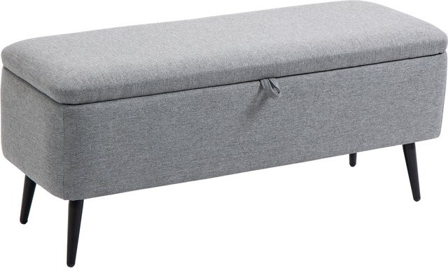 HOMCOM Sitzbank mit Stauraum in Grau mit Stahlbeinen, Polsterbank für Wohnzimmer, Flur und Schlafzimmer, B/T/H: 101 x 38,5 x 44,5 cm - Bild 1