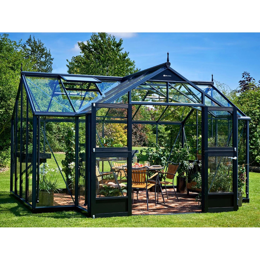 Juliana Gewächshaus Orangerie 15 in Anthrazit-Schwarz mit Fundamentrahmen, Sicherheitsglas und Satteldach - Bild 2