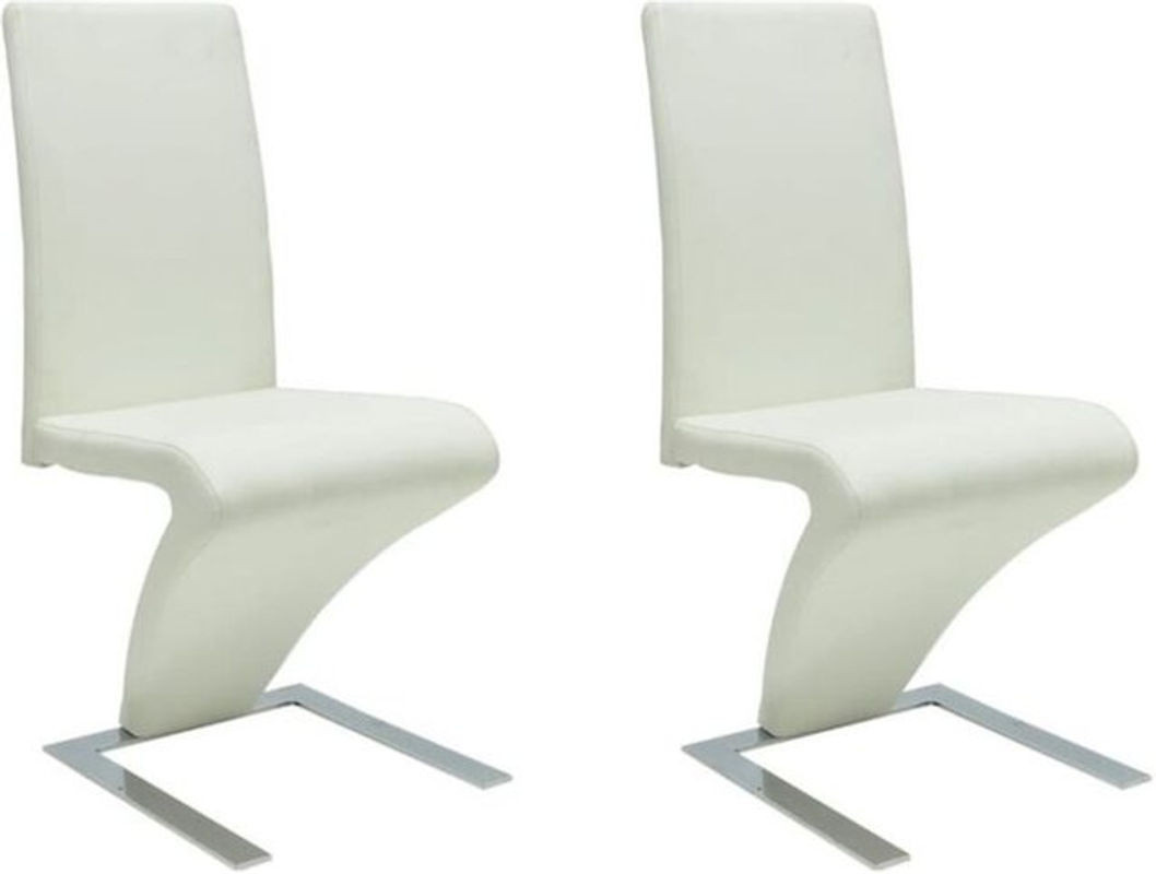 2er-Set moderne Esszimmerstühle aus Kunstleder in Weiß von vidaxl - Bild 1