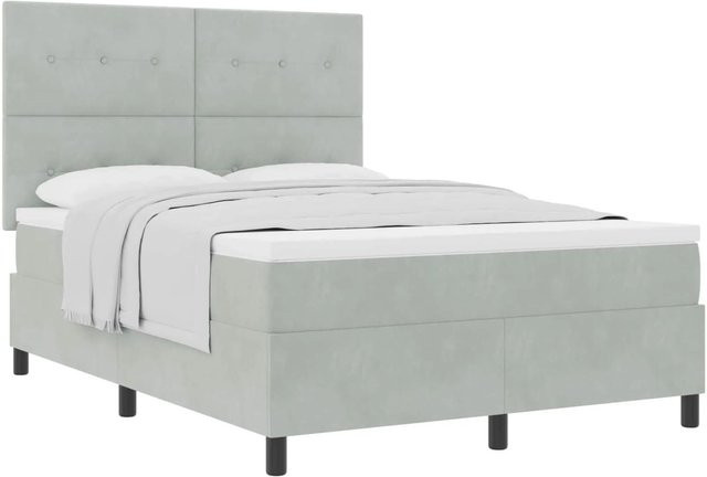 vidaXL Boxspringbett mit Matratze und Taschenfederkern in Hellgrau, B/T/H: 160 x 200 x 280 cm - Bild 1