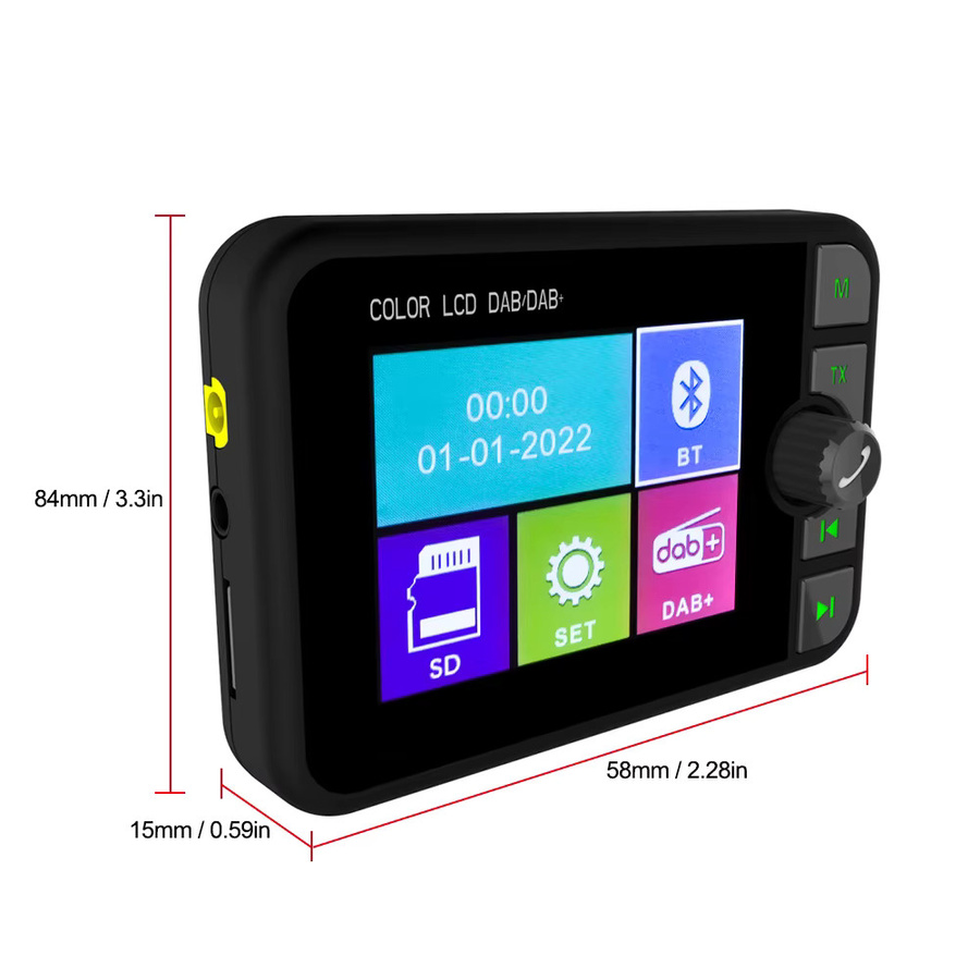 Podofo DAB+ Digitalradio für das Auto mit Bluetooth, MP3 und Farbgrafik-Display in Schwarz - Bild 7