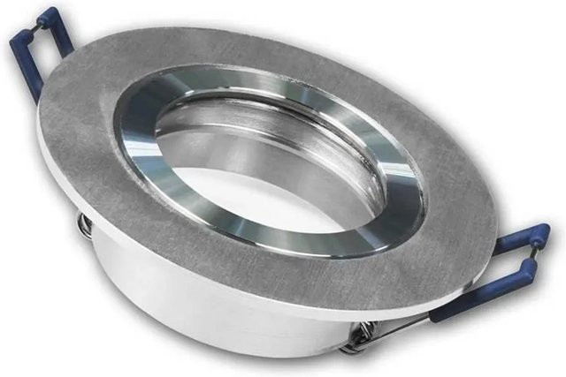 McShine Einbaurahmen DL-54 IP44 Rund aus Aluminium in Silber Gebürstet mit Glas für GU5.3 Leuchtmittel - Bild 1