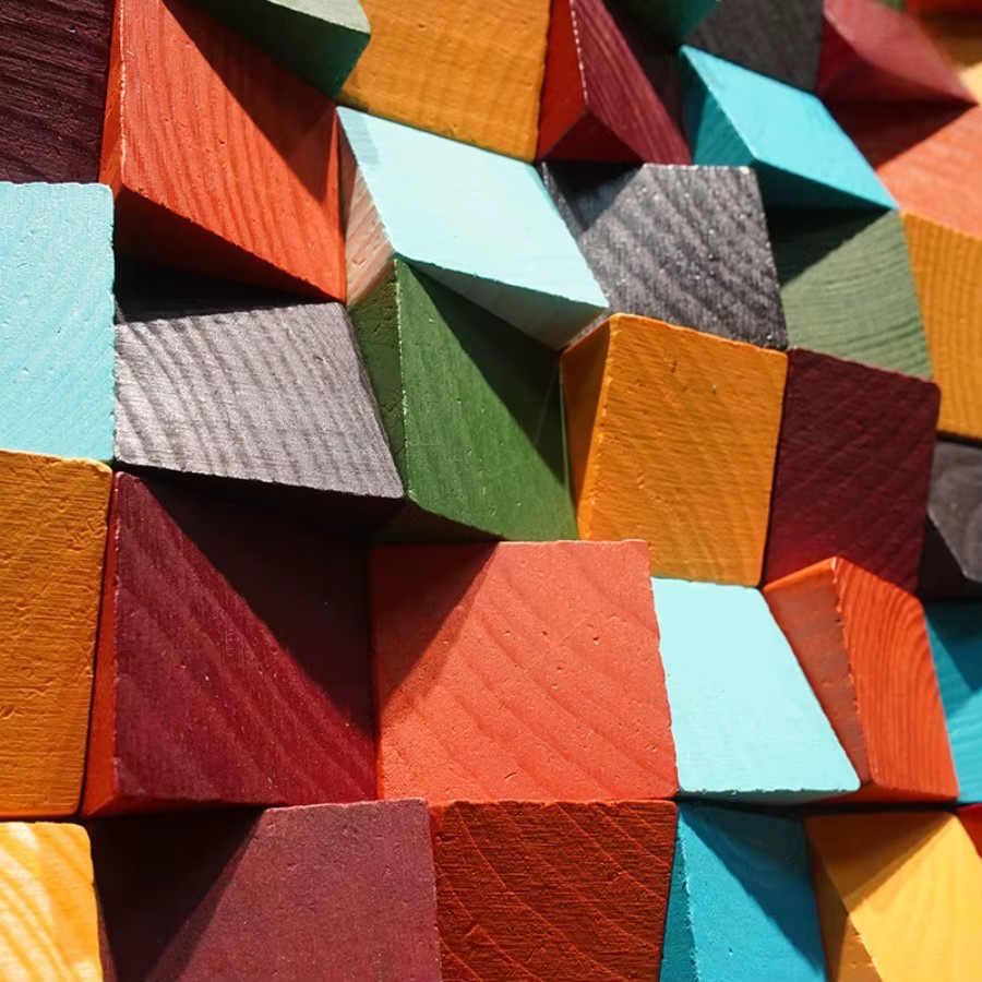 Mosecor 3D-Kunst-Wanddekoration aus Massivholz in Multicolour, Akustischer Diffusor und Mosaikfliese Wandpaneel, Breite: 30,0 cm, Höhe: 30,0 cm - Bild 2