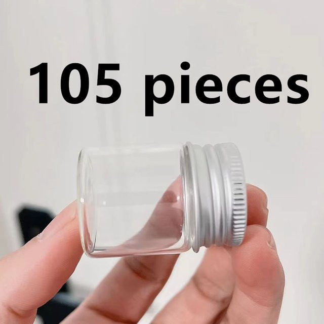 LYGIL 105 Stück Mini-Glasflaschen mit Aluminiumdeckel, transparent, 15 ml - Bild 1