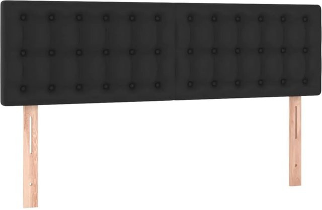 vidaXL LED Kopfteil in Schwarz aus Kunstleder mit integrierter Beleuchtung und USB-Ladeport, B: 144 cm, T: 5 cm, H: 78-88 cm - Bild 1