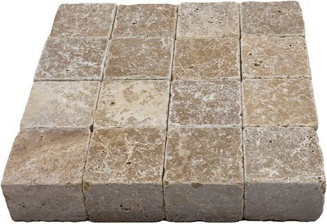 WOHNRAUSCH Pflastersteine Keona Brown aus Travertin in Braun/Beige, B/H/T: 10 x 7 x 10 cm - Bild 1
