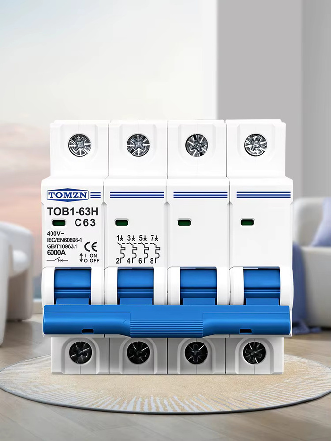 TOMZN 4P AC MCB TOB1-63H Mini-Leitungsschutzschalter Typ C 230/400V~ 50/60Hz in Weiß - Bild 1
