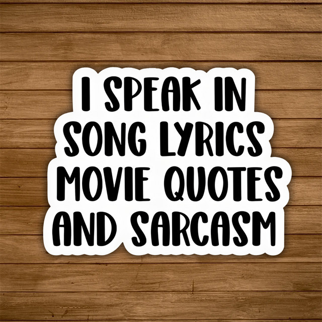 10 Stück I Speak In Song Lyrics Vinyl-Aufkleber in Weiß für Laptops, Flaschen und Becher - Bild 1