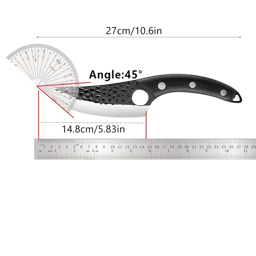 Handgefertigtes Knochenschneidemesser von zxyouping aus geschmiedetem Edelstahl mit Holzgriff und Lederbezug - Bild 5