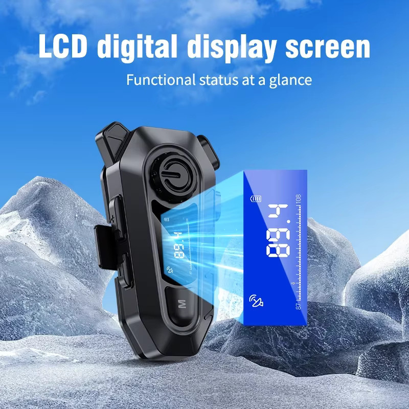Kebidumei Bluetooth 5.3 Motorradhelm-Intercom-Headset Wasserdichtes Drahtloses Freisprechsystem in Schwarz - Bild 5