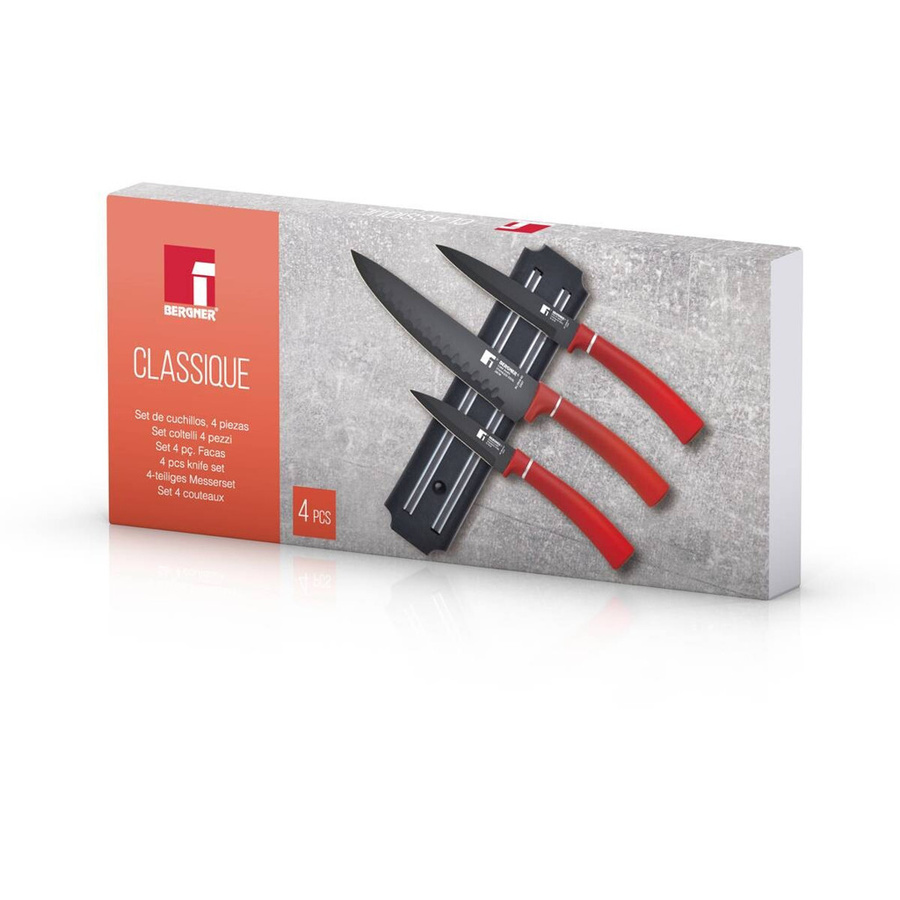 Bergner Messerset Classique in Rot aus Edelstahl, 4-teilig - Bild 1