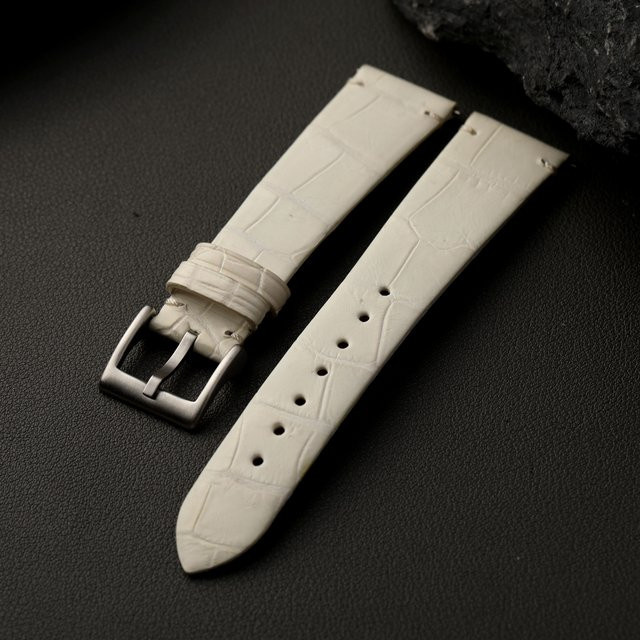 Raystray Uhrenarmband Krokodilleder, Weiß, 20mm*16mm, Unisex - Bild 1