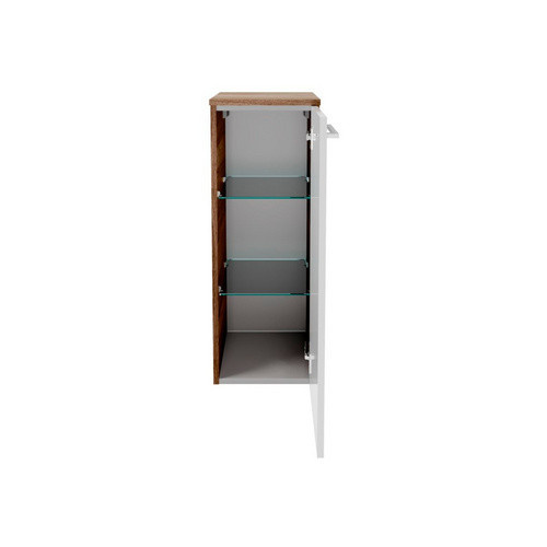 Fackelmann Badmidischrank Verona mit 1 Tür und LED-Beleuchtung, Nussbaum/Weiss Hochglanz, B/T/H: 30,2 x 32,0 x 82,6 cm - Bild 2