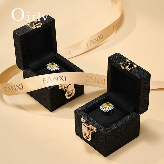 Oirlv Ringbox aus echtem Leder, Metallverschluss, Unisex - Bild 1