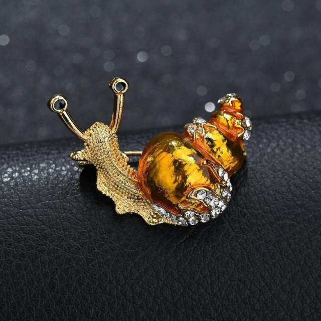 YIRAN Brosche Schnecke, Legierung, Emaille, Strass, Damen, brown - Bild 1