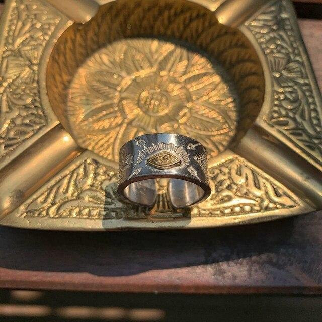 Allbestart Ring, Titan, Weiß, Herren, Vintage, Augen Totem - Bild 1