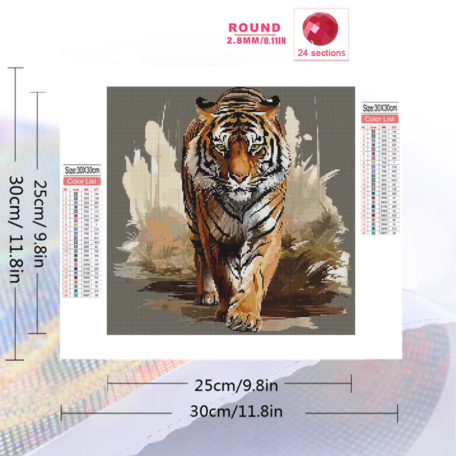 Momoart 5D DIY Diamant-Mosaik Tiger Tier Set mit Acryl-Steinen in Multicolour, B/H: 20 x 20 cm - Bild 2
