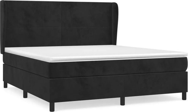 vidaXL Boxspringbett mit Matratze Schwarz Samt B/T/H: 180 x 200 x 118 cm - Bild 1