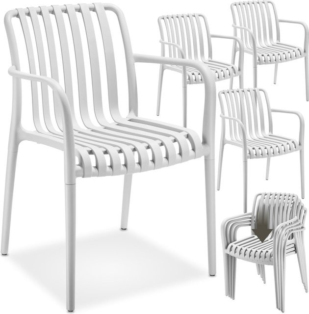 tectake Alcudia Gartenstühle 4er Set Creme, wetterfest, UV-beständig und stapelbar, B/T/H: 54,5 x 58 x 80,5 cm - Bild 1