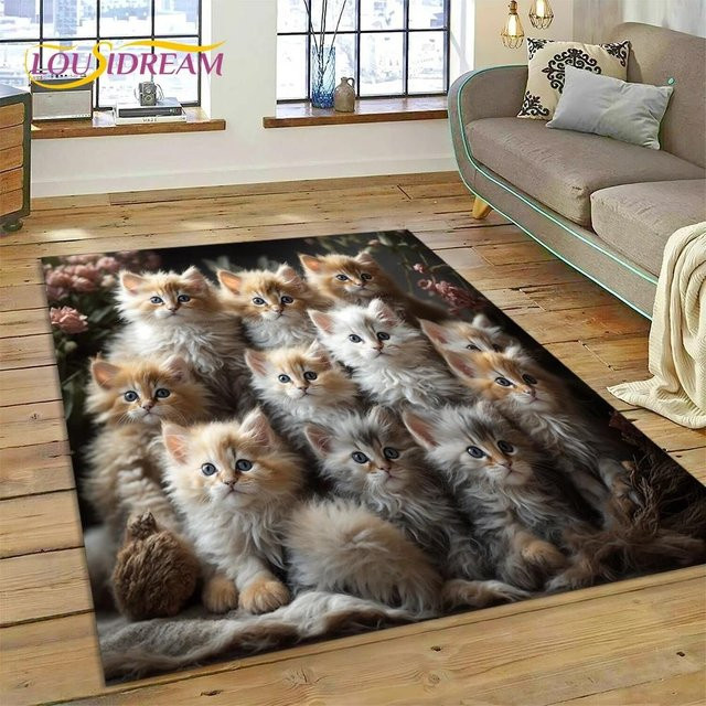Rutschfester 3D Teppich mit Ragdoll Perserkatzen-Motiv in Multicolour, ideal für Wohnzimmer, Schlafzimmer oder Kinderzimmer, B/B: 40 x 60 cm - Bild 1
