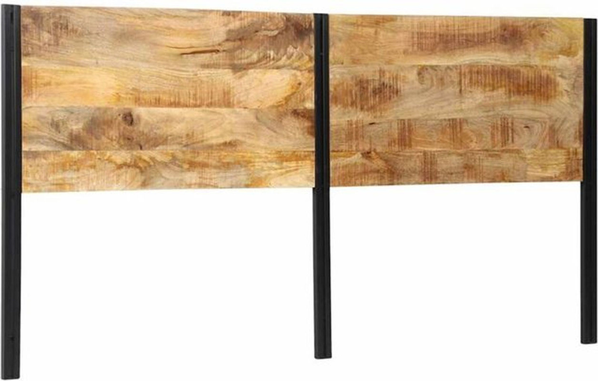 Vidaxl Kopfteil aus Massivholz Mango und Eisen im Industrial Design, Farbe Braun, Breite: 200 cm - Bild 1