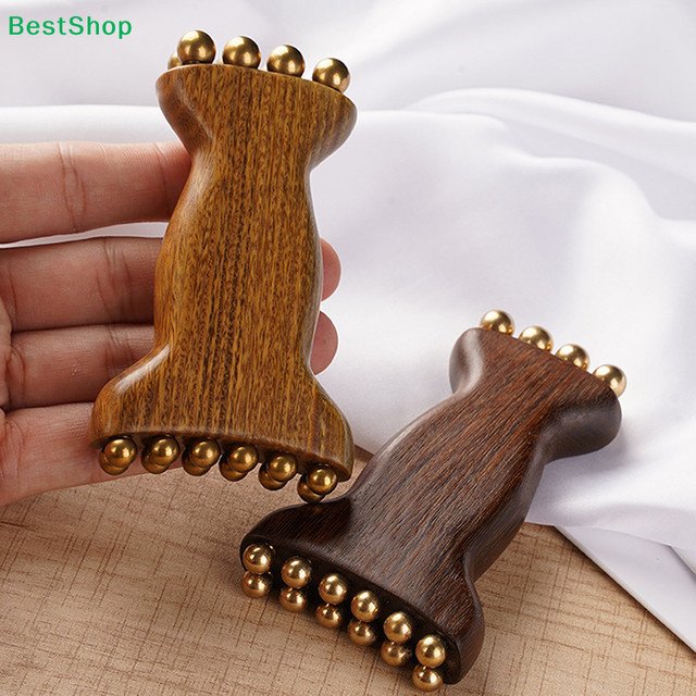 HNKMP Lymphdrainage-Massagegerät, Holzschaber mit Messingkugeln, Unisex - Bild 1