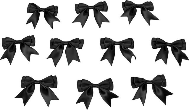 10 Stück wiederverwendbare Satinband-Schleifen in Schwarz für Geschenkverpackungen, Bastelarbeiten und Tortendekoration - Bild 1
