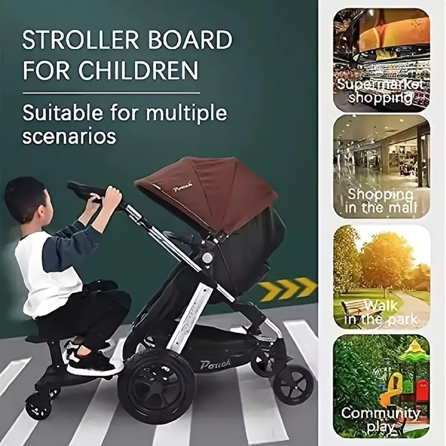 2-in-1 Sitz- und Stehbrett für das zweite Kind in Schwarz, kompatibel mit den meisten Kinderwagen - Bild 2