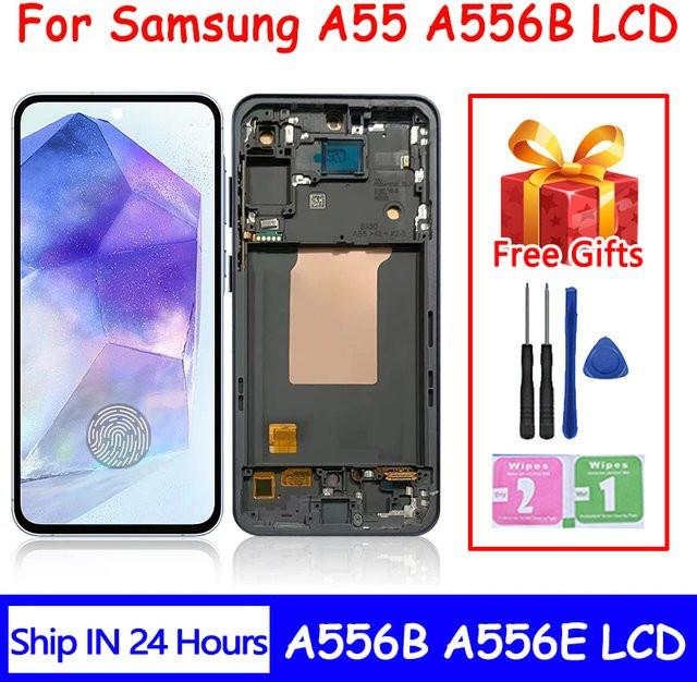 Samsung A55 5G LCD-Display mit Super AMOLED Touchscreen Digitizer und Rahmen in Schwarz, 6,6 Zoll - Bild 1