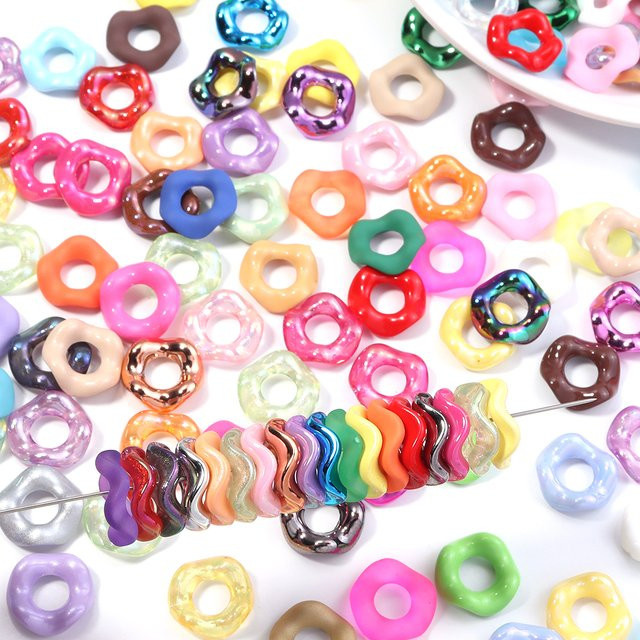 Louleur Perlen, Acryl, Donut Spacer, 16 mm, Candy Farbe - Bild 1