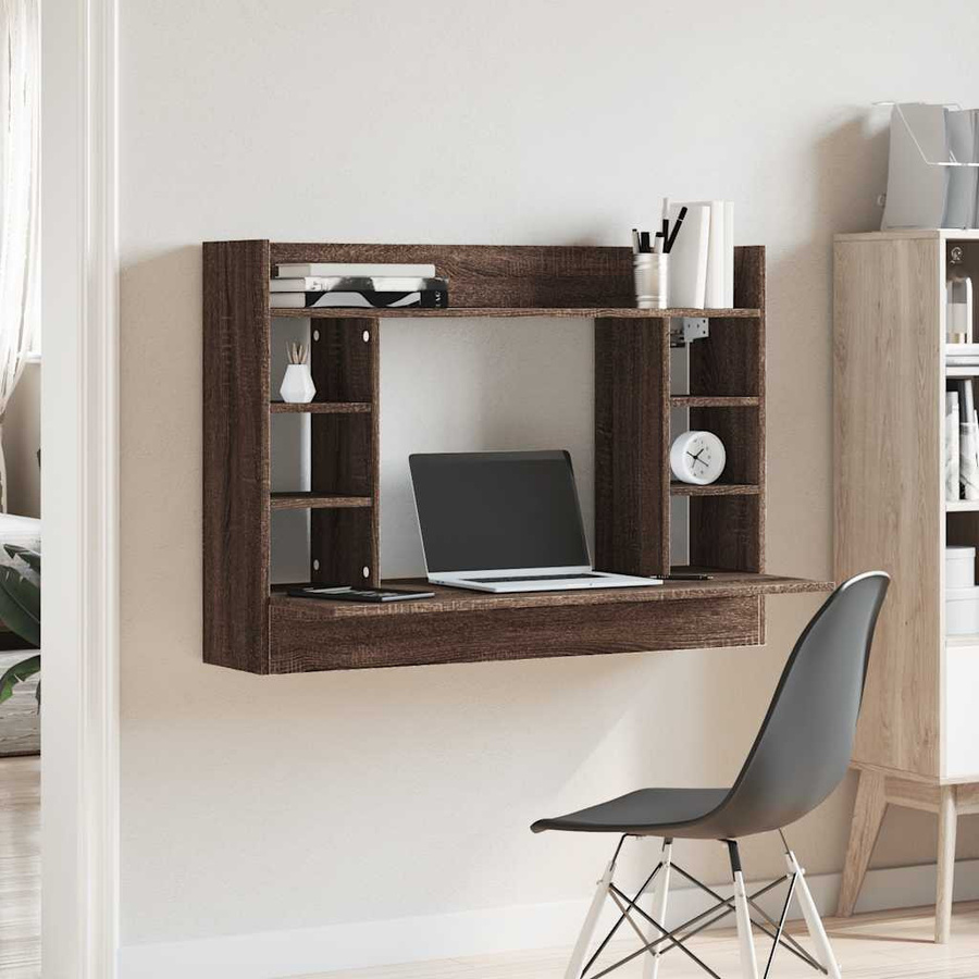 vidaXL Wand-Schreibtisch in Eiche Braun, B/T/H: 105 x 48 x 75 cm - Bild 4