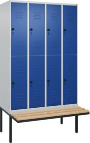 C+P Doppelstock-Spind Classic PLUS Sitzbank mit 4 Abteilen und Buche-Hartholz Sitzfläche, B/T/H: 212,0 x 120,0 x 81,5 cm - Bild 1