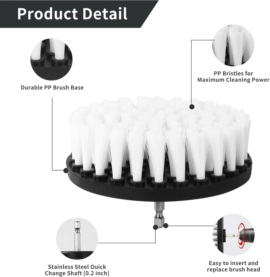 VIBRATITE Bürstenaufsatz-Set Power Scrubber mit Verlängerung zur Reinigung von Teppichen, Küche und Badezimmer, 1/3 Stück - Bild 5