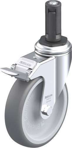 Blickle LKRA-TPA 126G-11-FI-ER13 Lenkrolle mit Feststeller in Grau und Silber, Rad-Durchmesser: 125 mm, Tragfähigkeit: 120 kg - Bild 1