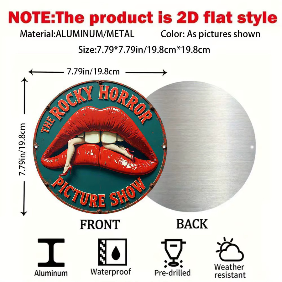 Rundes Metallschild Rocky Horror Picture Show im Vintage-Stil von Potdemiel, Durchmesser: 20 cm, Mehrfarbig - Bild 2