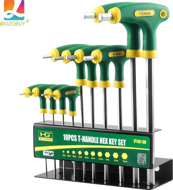 WOZOBUY Inbusschlüsselsatz mit T-Griff, metrisch, 10-teilig, 2–10 mm - Bild 1