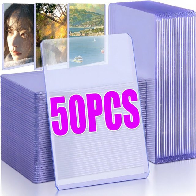 Transparente Kpop-Kartenhüllen mit Schutzfolie für Idol-Fotokarten in Weiß und Blau - Bild 1