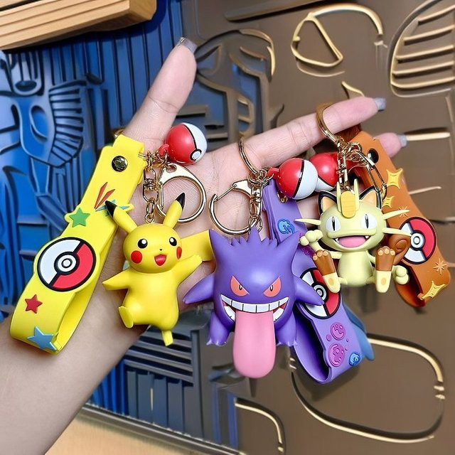 Bandai Pokémon Pikachu Gengar Cubone Snorlax Mimikyu Anime Actionfiguren, Schlüsselanhänger, Taschenanhänger, Kunststoff - Bild 1